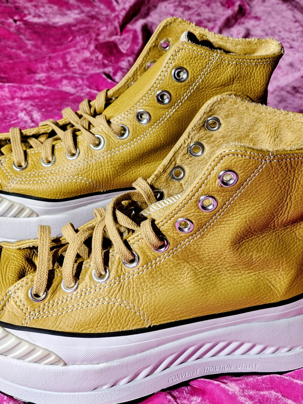 Converse Leather Lined Hiker High-Top Platform Sneakers in Buckskin Tan